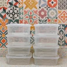 Kit 6 Potes de Plástico Transparente 800ml Enxoval de Casa Cozinha