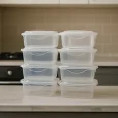 Conjunto 20 Vasilha de Plástico com Tampa Transparente 800ml Marmita Fitness Cozinha