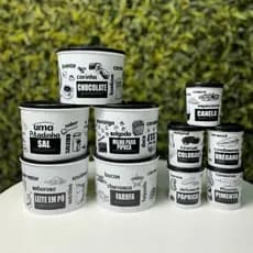 Kit Porta Condimentos Mantimentos Tempero Tampa Preta Pote Branco 10 Potes Organizador Cozinha