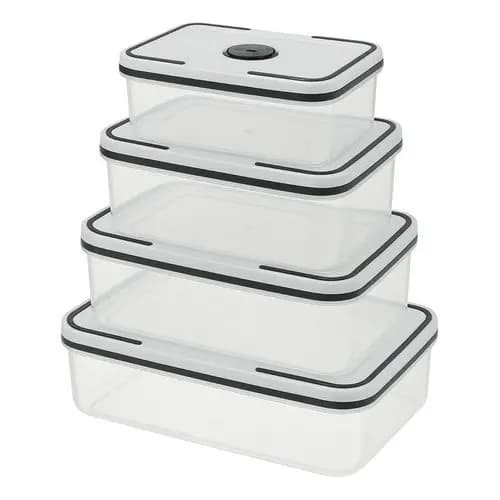 Conjunto 4 Potes Hermeticos Quadrados Plastico Tampa Vedacao Hermetica Organizador Cozinha