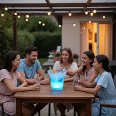 Balde Luminoso Portatil Refrigerador Som Bluetooth Festa Piscina