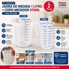 KIT JARRA DE MEDIDA 1 LITRO / COPO MEDIDOR 570 ML  (1 Peça de cada)