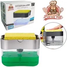 DISPENSER PORTA DETERGENTE DE PLASTICO 520ML + ESPONJA 13X11X10,5CM