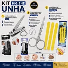 KIT UTENSÍLIOS PARA UNHA - 1 TESOURINHA / 1 CORTADOR DE UNHA / 3 LIXAS BIG CANÁRIO.
