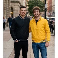 Jaqueta corta vento Premium Masculina forrada fecho em zíper com bolso para meninos adolescentes