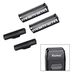 kit 2 Tela + 2 Lâmina Prata  Shaver Kemei km 1102 de Reposição Para Barbeador Máquina de Corte