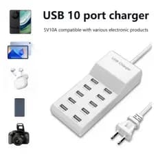 10 Portas 50W 10A 5V/2.1A 5V/1A Hub USB/TIPO-C Parede AC Alimentação Fast Charging Carregador Adaptador Viagem EU Plug