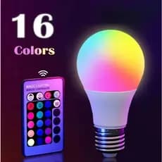 Lâmpada RGB com Controle Remoto led colorida 16 Cores Bivolt 3W/5W/10W A50/60