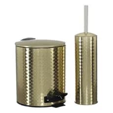 Kit Lavabo Luxo Lixeira Dourada Cesto 5 Litros + Escova