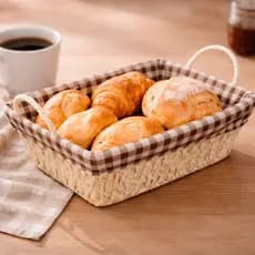 Cesta De Pão Forro Tecido Cesto Pães Bolo Mesa Posta Alça Lateral Café da Manhã Multiuso