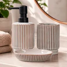 Kit Lavabo Porta Sabonete Líquido Porta Escova Dispenser Acessórios Pia Porcelana Saboneteira Luxo