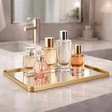Bandeja Decorativa Retangular Espelhada Luxo Perfumes Cosméticos Closet Penteadeira Banheiro Pia