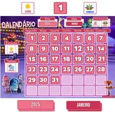 Calendário Infantil Magnético  Tema Divertidamente – Rotina Mensal, Datas e Organização
