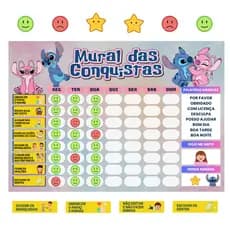 Quadro Rotina Diária E Tarefas Infantil Tema Lilo & Stitch Emoções
