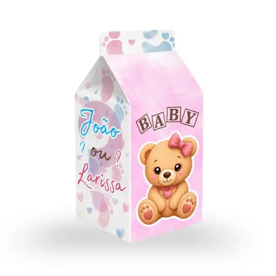 Kit de Lembrancinha Personalizada Caixa Milk Azul e Rosa Para Chá Revelação Menino ou Menina