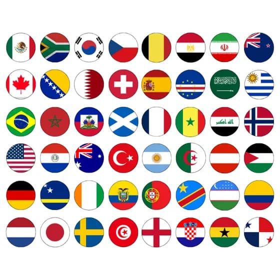 Cartela com 48 Ímãs Magnéticos Temático Copa do Mundo – Seleções e Países para Decoração