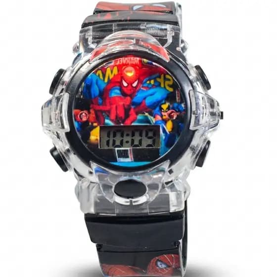 Relógio Infantil Menino Homem Aranha Digital Led Com Luz e Som