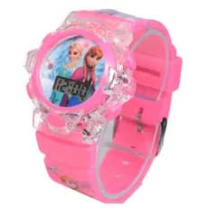 Relógio Infantil De Menina Feminino Digital Rosa Princesas Led Luz E Som