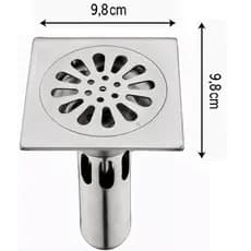 Ralo de Banheiro Quadrado Anti Odor 10x10 Inox Anti Inseto