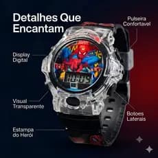 Relogio Infantil Menino Digital Masculino Relógio Homem Aranha Com luzes e Som