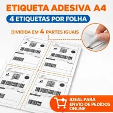 Etiqueta De Envio 4 Etiquetas Por Folha  Papel Adesivo A4 Branco Fosco 100 Unidades