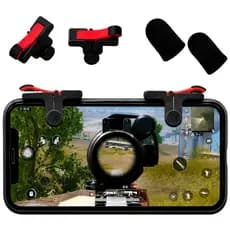 Kit Gatilho Para Celular Controle Botão Gatilho L1 R1 Pubg + Luva De Dedo Gamer Anti Suor