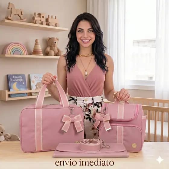 kit de Bolsa Maternidade Kit Completo Luxo + Trocador Impermeável Elegante