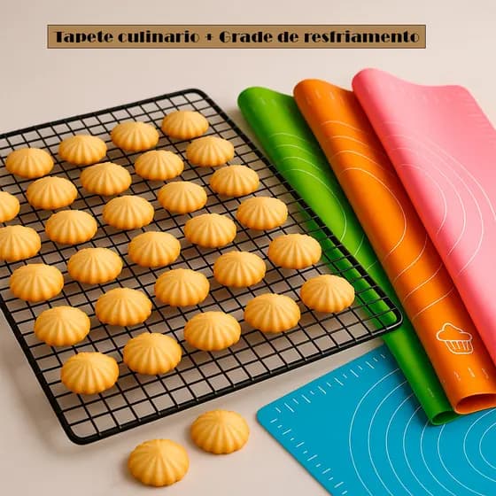 Kit Grade De Resfriamento + Tapete Culinário  Artigos de Cozinha Confeitaria Bolos Biscoitos