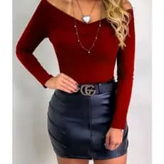Blusa Feminina Manga Longa Blusa Canelada Manga Longa com Bojo