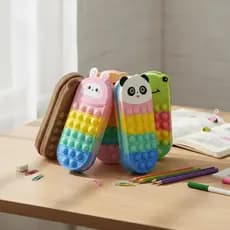 Estojo Escolar Infantil Animais Colorido Material Escolar Pop It