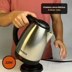 Chaleira Elétrica Inox 1,8 Litros com Bico Tampa Aquecimento Rápido 220V
