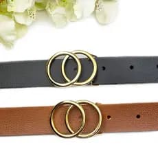 Kit Cinto Feminino 2 ou 1 Peça Argola Dupla Fivela Dourada Moda 3cm de Largura