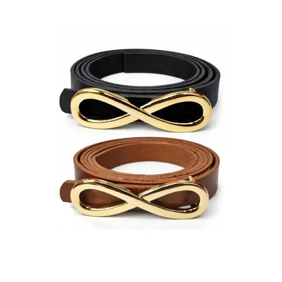 kit 2 ou 1 Cinto fino Feminino com Fivela  Infinito Longa para Ajuste Perfeito