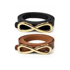 kit 2 ou 1 Cinto fino Feminino com Fivela  Infinito Longa para Ajuste Perfeito
