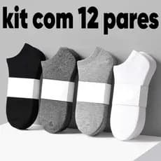 kit meia soquete cano curto masculina feminina preta algodao