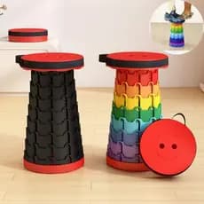 Banquinho Retrátil Dobrável Portátil 150kg Banco Mágico Arco-Íris Ajustável para Camping Viagem