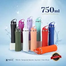 Garrafa Térmica Inox 750ml Conserva Bebidas Quentes e Frias Inox Premium Tampa Antivazamento