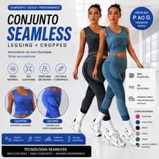Kit Conjunto Academia Calça Legging e Top Fitness Básico Diversas Cores