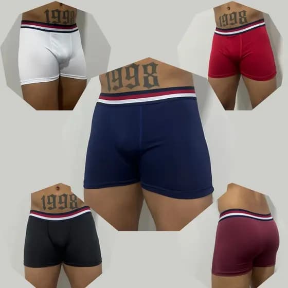 KIT 5 CUECAS BOXER ADULTO MASCULINA 5 CUECA BOX ADULTO MASCULINA MICROFIBRA LISA