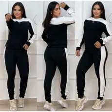 Conjunto sem ziper frio malha crepe inverno modinha veste até 48