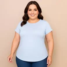 Blusa lisa plus size basica de viscolycra malha