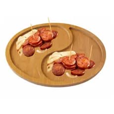 Petisqueira Oval 2 Divisórias MDF para Churrasco Frios Salgados Aperitivos 29cm x 23,5cm x 1,3cm