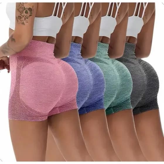 Short Fitness Academia Levanta Bumbum Cintura Alta Zero Transparencia