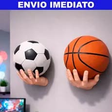 Suporte de Parede para Bolas Mão Realista  - Futebol Volei Basquete Futebol Americano Decoração