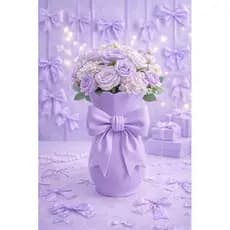 Vaso La Vie Laços Lilás claro  16cm para kit festa decoração de quarto ambiente