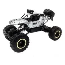 Carrinho RC 37cm Preto/Prata Tração Total Off Road C/ Controle Remoto 4x4 Recarregável Grande