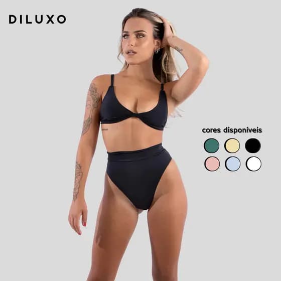 Biquini Hot Pant Cintura Alta Alcinha Diluxo Delicia Blogueira Carnaval