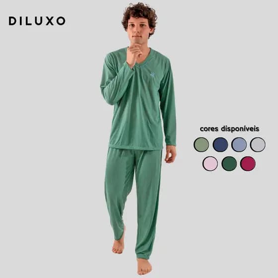 Pijama Masculino Longo Diluxo Roupas de Dormir Barato