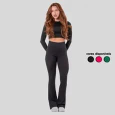 Calça Flare Canelada Moda Tendencia Blogueira Diluxo