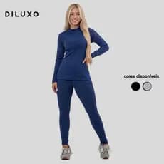 Conjunto Canelado Blusa Manga Longa Gola Alta + Calça Jogger Inverno